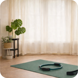 Pilates de colchão com pequenos equipamentos na Be Motion